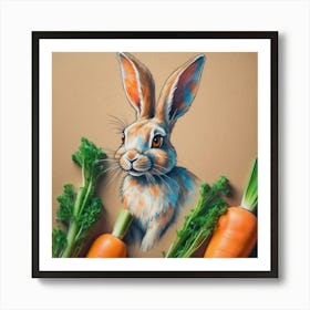 Rabbit With Carrots 10 Art Print