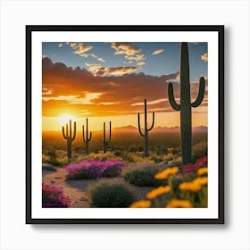 Sunset In The Desert Art Print