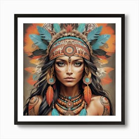 Tribal girl Enigma Boho Art Style Art Print Art Print