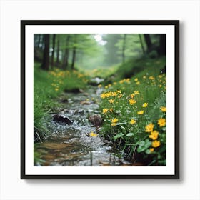 Yellow Flowers In The Forest Art Print