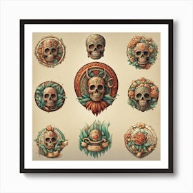 Day Of The Dead Skulls 9 Art Print