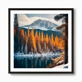 Autumn Trees By The Lake Art Print