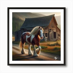 Clydesdale Walking On A Dirt Track Copy Art Print