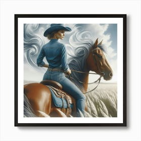 Cowgirl Riding A Horse Art Print