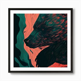 Bear In Flames Art Print