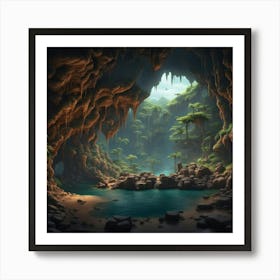 Cave In The Jungle Art Print