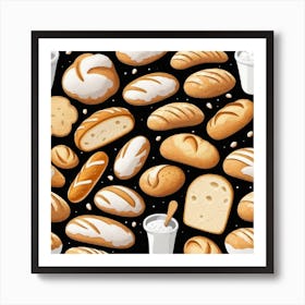 Seamless Pattern With Bread Art Print