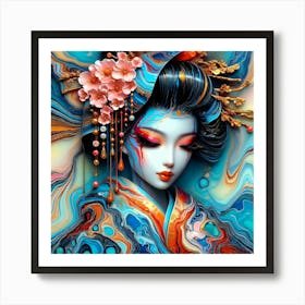 Japan Traditional Geisha Illustration By Ad 133 Art Print