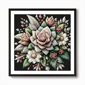 Roses And Leaves Art Print