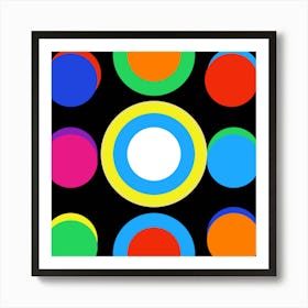 Circles On A Black Background Art Print