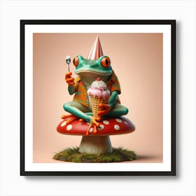 Frog With Ice Cream Art Print