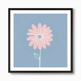 A White And Pink Flower In Minimalist Style Square Composition 118 Art Print