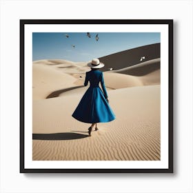 Blue Dress In The Desert 1 Art Print
