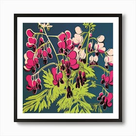 Bleeding Heart Dicentra 2 Pop Art Illustration Square Art Print