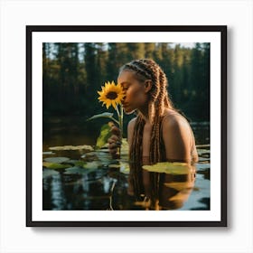 sunflower water woman 1 Art Print