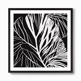 Minimal Plant Leaf Black Art 3 Art Print