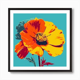 Andy Warhol Style Pop Art Flowers Marigold 1 Square Art Print