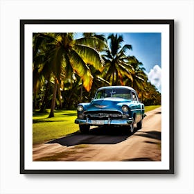 Classic Car On A Road Art Print