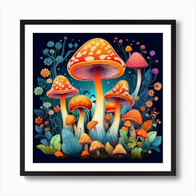 Mushrooms In The Night 2 Art Print