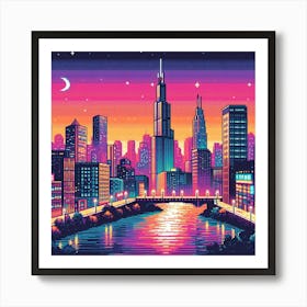 8-bit city skyline 1 Art Print