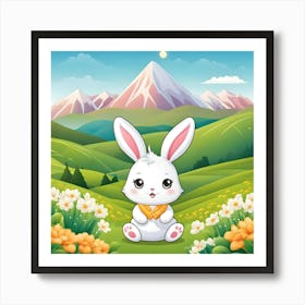 Bunny Sitting In A Field Iillustration Art Print