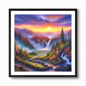 Sunset In The Mountains 5 Art Print