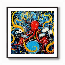 Octopus Drums Art Print