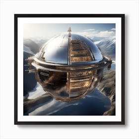 Imagine Earth Into Metallic Ball Space Station Floating In Space Universe (1) Art Print