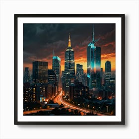 New York City Skyline At Dusk Art Print