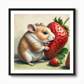 Strawberry Hamster 2 Art Print