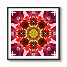 Mosaic Pattern Red Flower Art Print