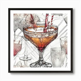 Cocktail Drawing 3 Art Print