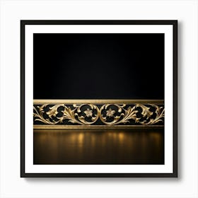 Bright Gold Metallic Border Smooth Texture Intricate Filigree Patterns Glinting Under Soft Diffu Art Print