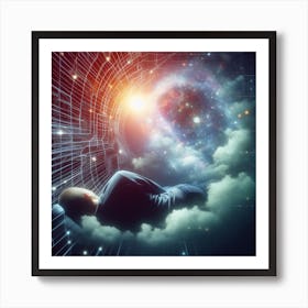 Dreaming Man In Space Art Print