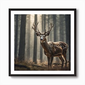 Deer In The Forest 69 Art Print
