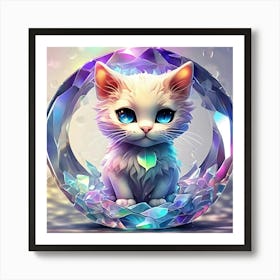 Cute Kitten In A Crystal Ball Art Print