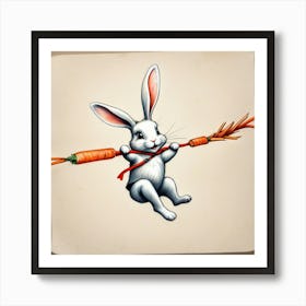 Rabbit Holding Carrots 7 Art Print