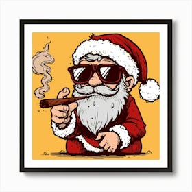 Santa Claus Smoking A Cigar Art Print