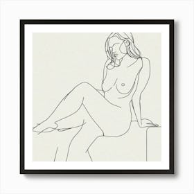 Nude Woman with crossed legs Line Drawing Art Print