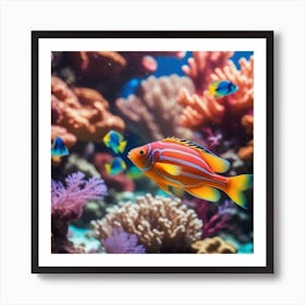 Photo Multi Colored Fish Swimming In A Vibrant Coral Reef Generative 1 Art Print