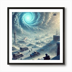 A Futuristic Sci Fi Depiction Of A Snowstorm Creat Art Print