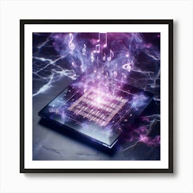 Music Notes Floating In Space Art Print