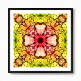 Watercolor Abstraction Green Flower 2 Art Print