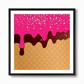 Ice Cream Waffle Vector 10 Art Print