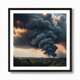 Smoke Billowing From A Forest Art Print
