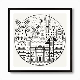 Amsterdam Cityscape Emblem With Art Museum Art Print