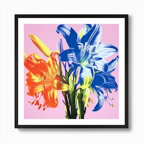 Andy Warhol Style Pop Art Flowers Lily 1 Square Art Print