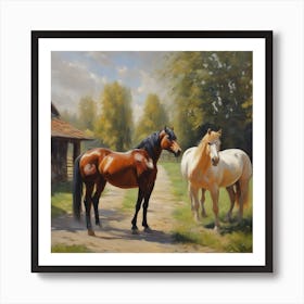 lush horses of different colors by realfnx Art Print