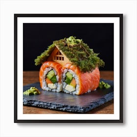 Japanese Sushi In The Shape Of A House In A Japanese 2 Art Print