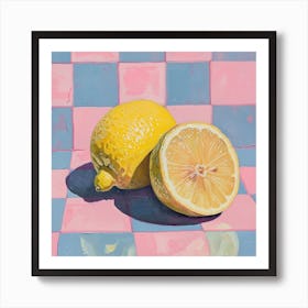 Lemon Pastel Checkerboard Art Print